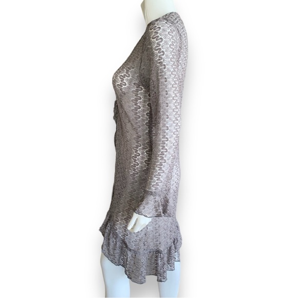 ZOE OPEN LACE LONG GREY METALLIC CARDIGAN. WOMEN’S SIZE MEDIUM - Picture 4 of 10